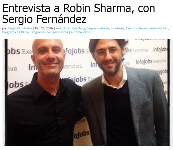 Imagen portada Entrevista a Robin Sharma, con Sergio Fernández