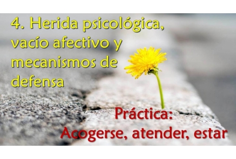 Herida psicológica, vacío afectivo y mecanismos de defensa - Práctica: Acogerse, atender, estar